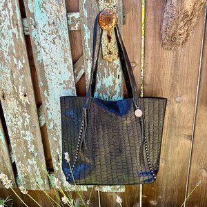 Leatherock Studded Black Leather Tote Bag